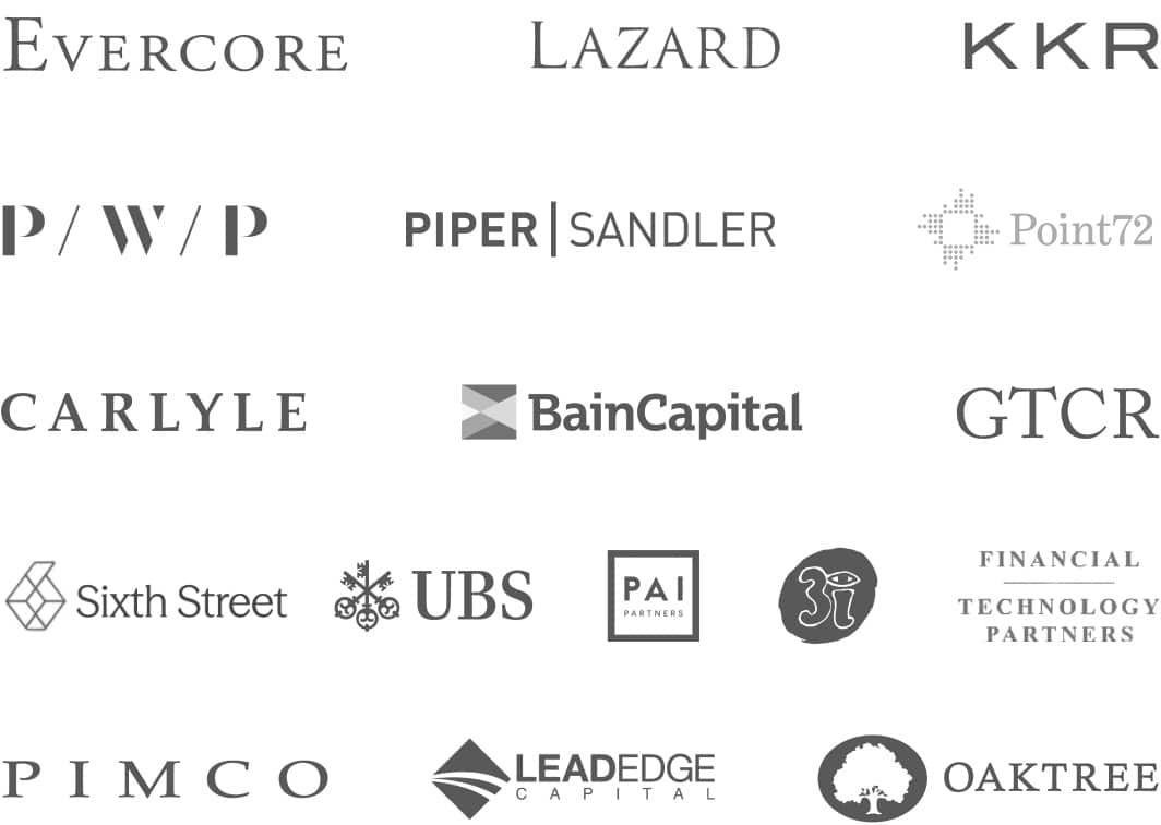 Logos of firms where Mike Kimpel has led trainings, including Evercore, Lazard, KKR, Piper Sandler, Sixth Street and more